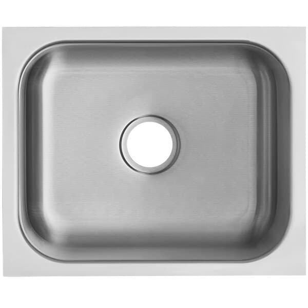 A Waterloo stainless steel sink with a drain hole.