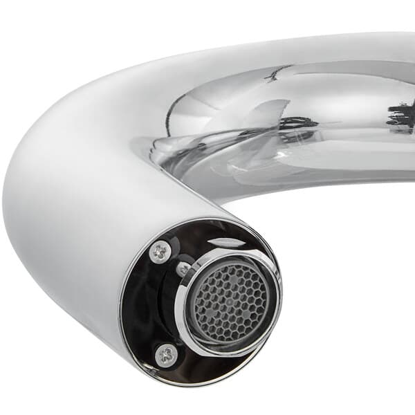 A Waterloo chrome hands-free sensor faucet with gooseneck spout.