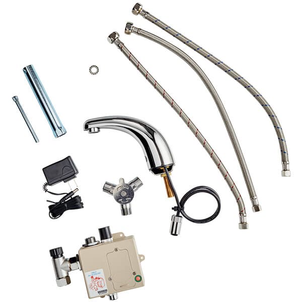 A Waterloo chrome-plated hands-free sensor faucet with a cast spout and deck plate.