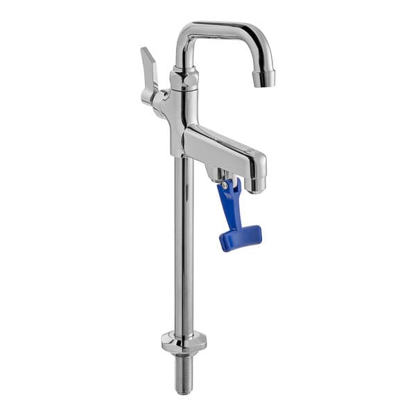 A silver Waterloo countertop glass filler with a blue handle.