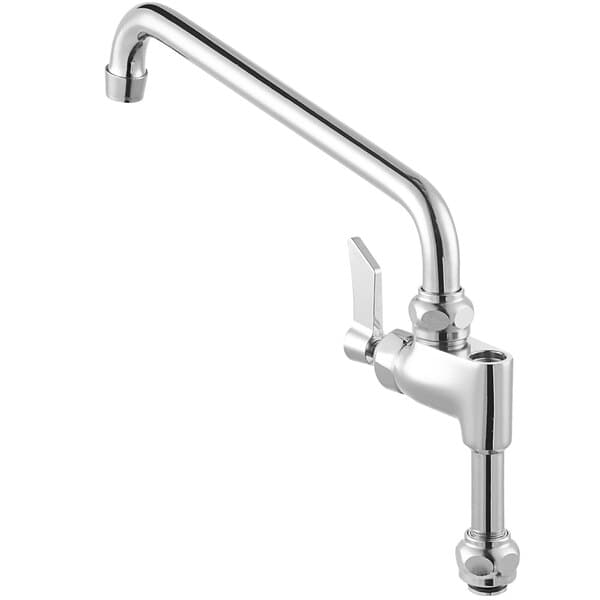 A chrome Waterloo pre-rinse add-on faucet with a single handle.