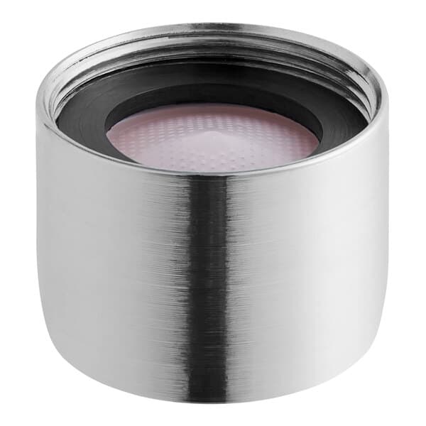 A round silver Waterloo 1.2 GPM aerator with a pink circle inside.