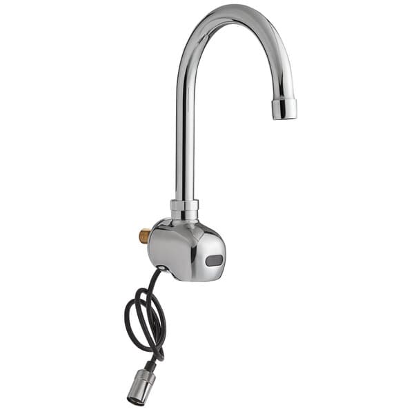 A Waterloo chrome hands-free sensor faucet with a gooseneck spout.