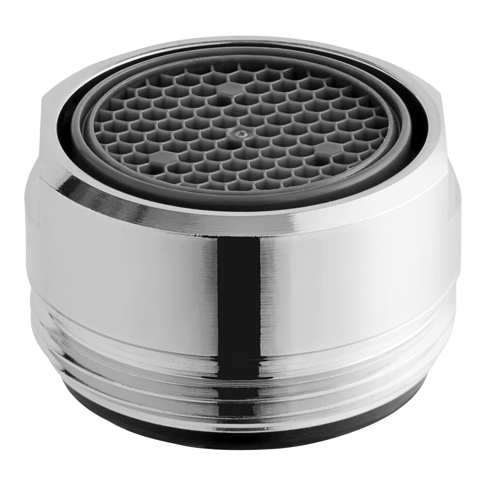 A round silver Waterloo aerator with a black mesh circle.