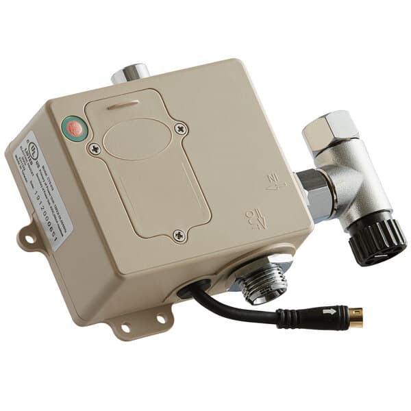 A Waterloo control module for a hands-free sensor faucet on a white background.