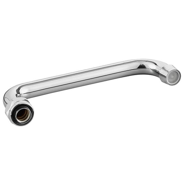 A silver metal Waterloo 8" swing spout nozzle for a faucet.