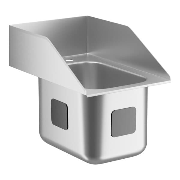 A Waterloo stainless steel drop-in sink with side splashes in a counter.