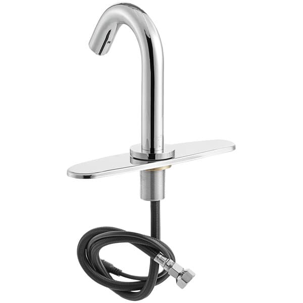 A chrome Waterloo hands-free sensor faucet with a gooseneck spout.