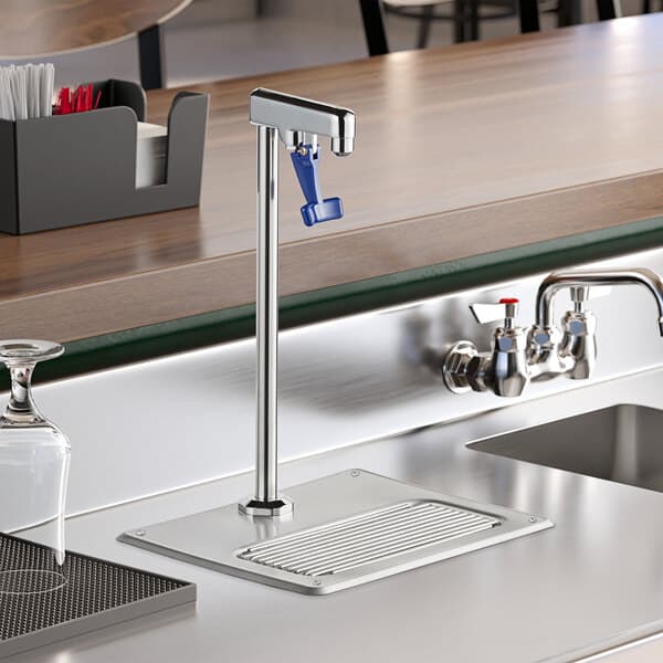 A Waterloo glass filler station with a glass filler faucet on a counter.
