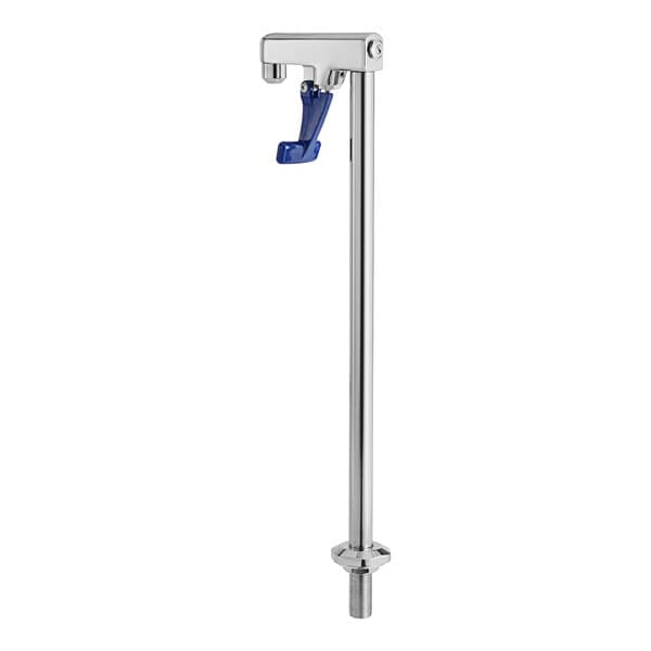 A silver and blue Waterloo countertop glass filler spout.